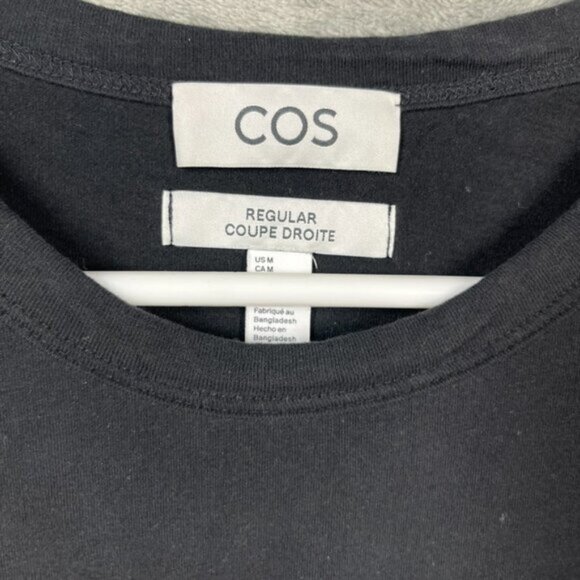 COS Shirt Mens Medium Black Long Sleeve Regular Fit Lightweight Cotton Top - Picture 2 of 8